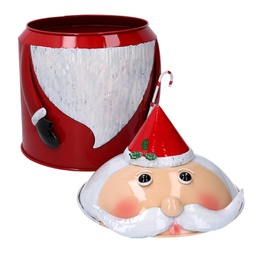 [V6147540000] Scatola metallo babbo natale rosso tondo cm ø43h29