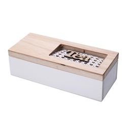 [V5959770000] Scatola portathe legno 3 scomparti bianco rettangolare cm24x10h7