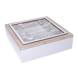 [V5962520000] Scatola portathe legno beige quadro cm26x26h7,5