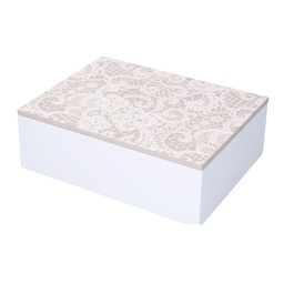 [V5925160000] Scatola portathe legno bianco mandala rettangolare 6 scomparti cm22x17h7,5