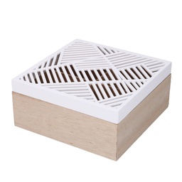 [V5925070000] Scatola portathe legno bianco quadro 4 scomparti cm18x18h8