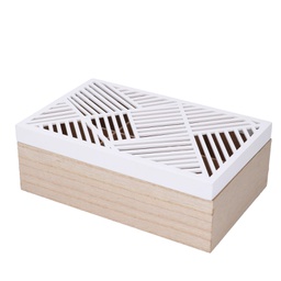 [V5925090000] Scatola portathe legno bianco rettangolare 6 scomparti cm23x15h8