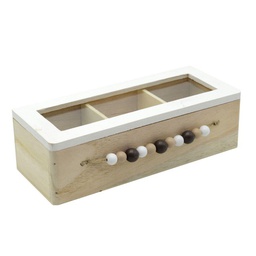 [V5915600000] Scatola portathe lignum legno rettangolare 3 scomparti cm24x11h6,5