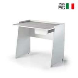 [TEREL274BC] Scrivania Con Cassetto (Guida In Metallo) E Piano A Effetto Cemento bianco piano cemento