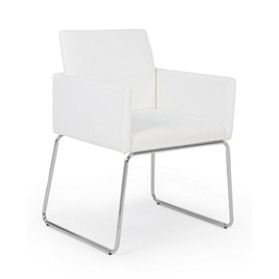 [B0733218] Sedia con braccioli in similpelle Bianco SIXTY 60x54x h80,5 cm