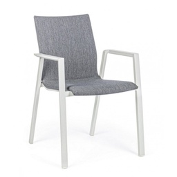 [B0663039] Sedia da giardino esterno bianco grigio impilabile