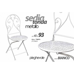 [GIC730474] Sedia in ferro da giardino pieghevole tonda bianca cm 40 x 93 h