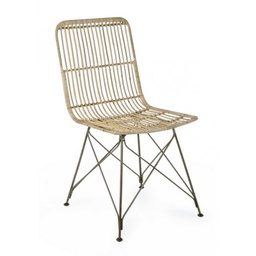 [B0671474] Sedia in stile contemporaneo in acciaio e kubu Naturale LUCILA 45x55x h85 cm