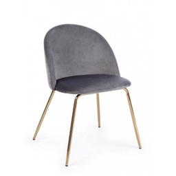 [B0733301] Sedia in velluto grigio con gambe oro