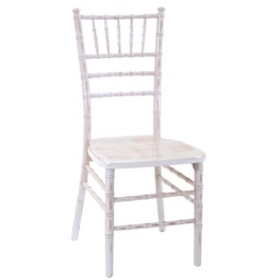 [V28068300SB] Sedia legno chiavari sbiancato con cuscino avorio cm 40x40h43-92