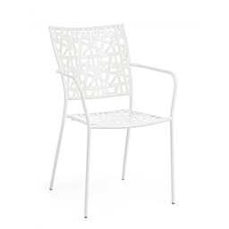 [1994480] Sedia per esterno con braccioli in acciaio Bianco KELSIE 54x55x h89 cm