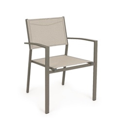 [1990100] Sedia per esterno con braccioli in alluminio Tortora HILLA 57x60x h88 cm