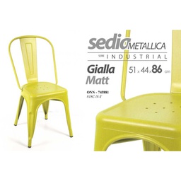 [GIC745881] 4x Sedia sala cucina in metallo giallo stile urban