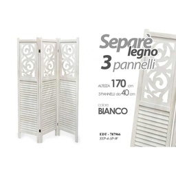 [GIC787966] Separe in legno bianco paravento decorato cm 120 x 170