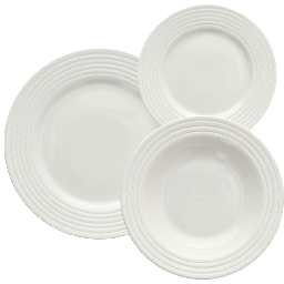 [20041369] Servizio di piatti 18 pz in porcellana bianco