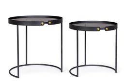 [B0746854] Set 2 tavolini acciaio nero Zeina