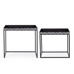 [B0746420] Set 2 tavolini metallo nero Inky