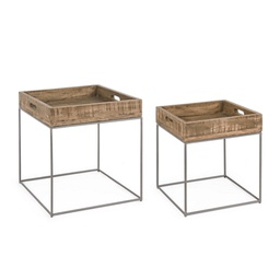 [B0746144] Set 2 tavolino in legno stile industriale