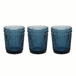[2003744] Set 3 Bicchieri 300 cc Dorico in vetro blu