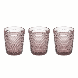 [2003742] Set 3 Bicchieri ciclamino 300 cc Diamante Ciclamino in vetro rosa