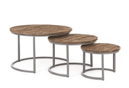 [B0746147] Set 3 tavolino acciaio e legno Narvik