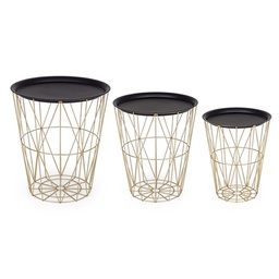[B0740201] Set 3 tavolino contenitore in metallo stile atmosphere