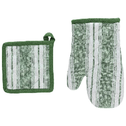 [20041405] Set Guanto Forno Con Presina Verde Cotone Verde
