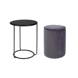 [2000869] Set combinato moderno tavolino-pouf Annika grigio scuro iperbriko