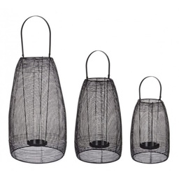 [B0185519] Set di 3 lanterne NUCLEOS  in acciaio a grandezza decrescente