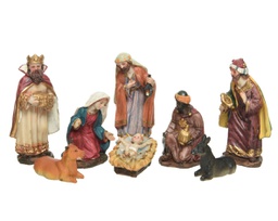[20102564] Set di Natività in poliresina con 8 figure 4x6x12 cm