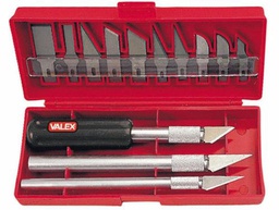 [018108] Set di coltelli ValEx per tagliare la balsa con precisione, incisione e intaglio in acciaio da 13 pezzi.