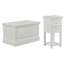 [V8030520000] Set mobile comodino + baule legno bianco