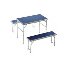 [8013106050123] Set picnic in alluminio e MDF un tavolo due panche pieghevole a valigetta