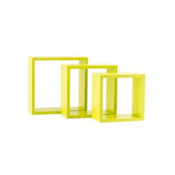 [460 VE] Set tre cubi cameretta da parete verde acido 35-31-27x15 cm