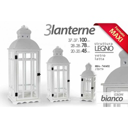 [GIC741432] Set tre lanterne per candele in legno vetro e latta maxi giganti
