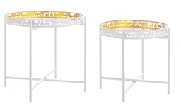 [B0971549] Set2 Tavolino Alizee Bianco-Oro