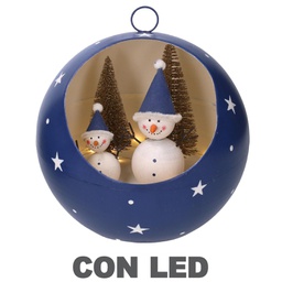 [V6179830000] Sfera metallo led blu cm ø22h22