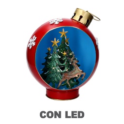 [V6147970000] Sfera metallo renna con led rosso cm25x30h40