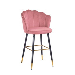 [FZ99747] Sgabello Estro in Velluto Rosa con Terminali Dorati  50x55x110 cm
