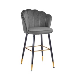 [FZ99746] 2xSgabello Estro in velluto grigio con terminali dorati  50x55x110 cm