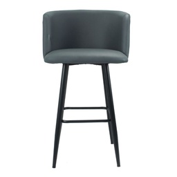 [FZ100382] Sgabello Limin in ecopelle grigio con gambe nere opache 100 cm, 54 cm, 55 cm