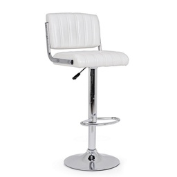 [B0733293] Sgabello bar acciaio ecopelle bianco Barclay cm 46 x 51,5 x 88,5