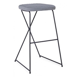[B0710626] Sgabello da Bar in acciaio e velluto Grigio KINSLEY 40x46 h76 cm