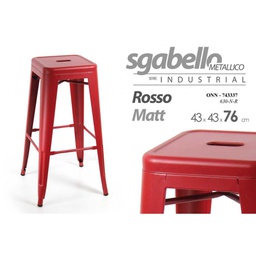 [GIC743337] 4x Sgabello design bar in metallo rosso cm 43 x 43 x76