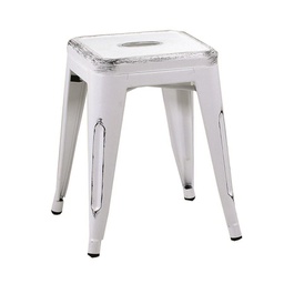 [V8031830000] Sgabello ferro bristol bianco antico cm 39x39h45