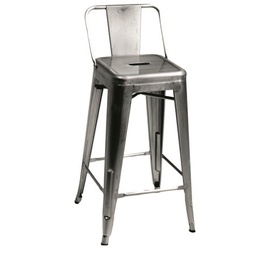 [V8033150000] Sgabello ferro bristol galvanizzato basso c/schienale cm 41x41h66/87
