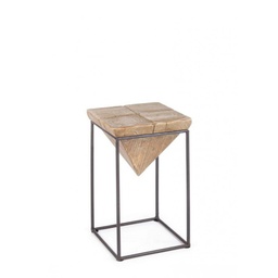 [B0740290] Sgabello in acciaio seduta in legno di abete PRISMY 25,5x25,5x h46 cm