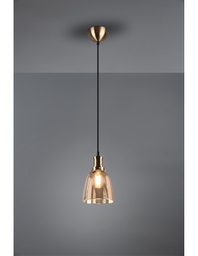 [TRIOR30741004] Sospensione 1xE27 Vita Ottone E Vetro Ambra Ø14 cm Trio Lighting