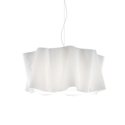 [FOLIO/S3/60/W] Sospensione 3 Luci Bianco in Metallo Cromato Cm. 60 x 32h