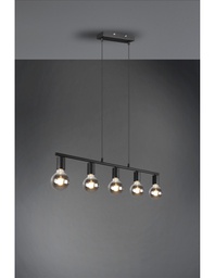 [TRIOR30185032] Sospensione 5xE27 Vannes Nero L82 cm Trio Lighting